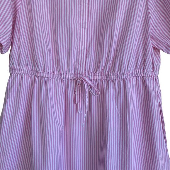 J.Crew Sz 14 Short-sleeve Collared Mini Dress Pink & White Striped Preppy NWT - Picture 9 of 16